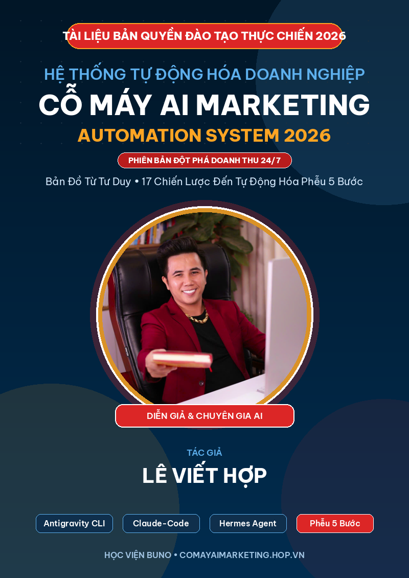 Bìa sách Cỗ Máy AI Marketing Automation System - Lê Viết Hợp
